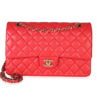 Chanel Red Quilted Caviar Medium Classic Double Flap Bag Handbag fv