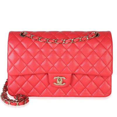 Chanel Red Quilted Caviar Medium Classic Double Flap Bag Handbag fv