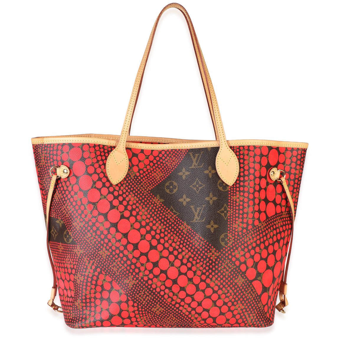Louis Vuitton Red Monogram Canvas Kusama Waves Neverfull MM Handbag fv