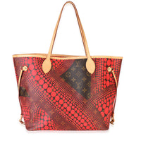 Louis Vuitton Red Monogram Canvas Kusama Waves Neverfull MM Handbag fv