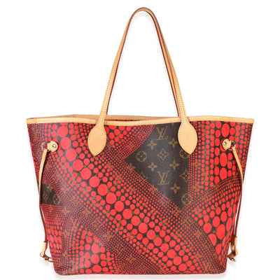 Louis Vuitton Red Monogram Canvas Kusama Waves Neverfull MM Handbag fv