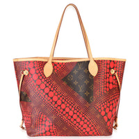 Louis Vuitton Red Monogram Canvas Kusama Waves Neverfull MM Handbag fv