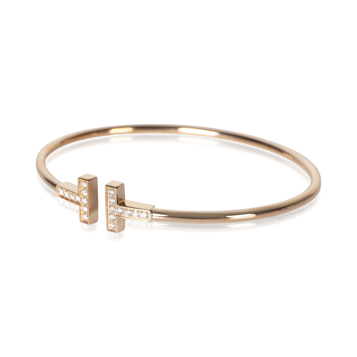 Tiffany & Co. Rose Gold Diamond Tiffany T Wire Bracelet 2
