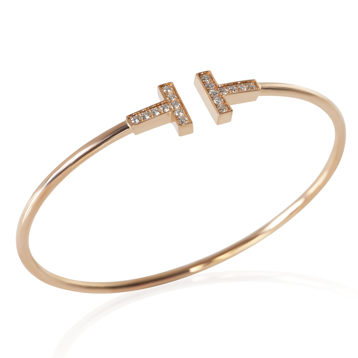 Tiffany & Co. Rose Gold Diamond Tiffany T Wire Bracelet 4