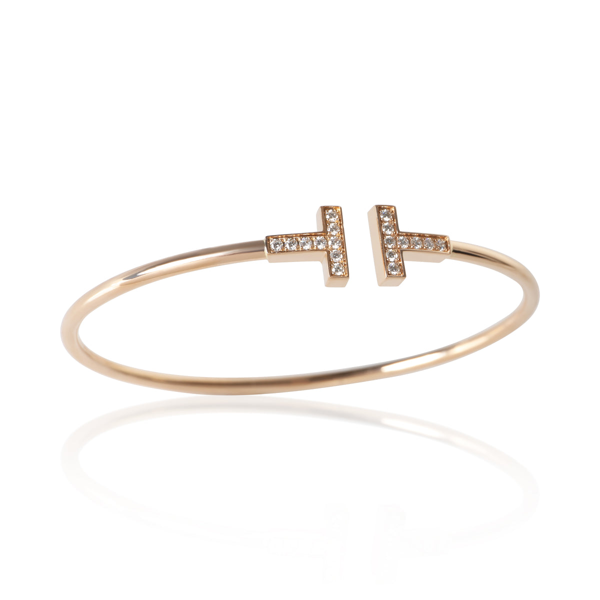 Tiffany & Co. Rose Gold Diamond Tiffany T Wire Bracelet 5