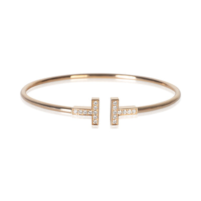 Tiffany & Co. Rose Gold Diamond Tiffany T Wire Bracelet fv