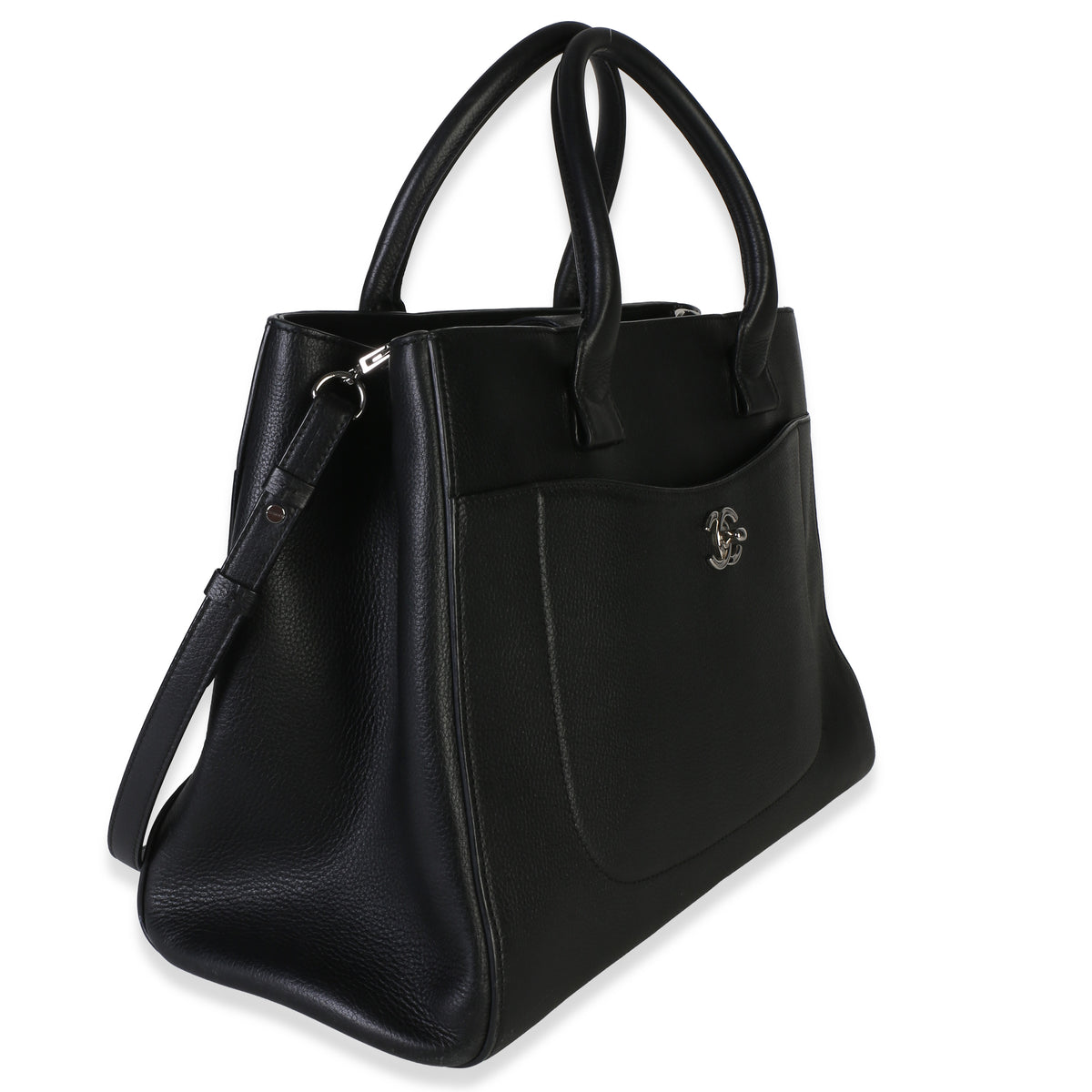 Chanel Black Grained Calfskin Small Neo Executive Shopper Tote Handbag 3