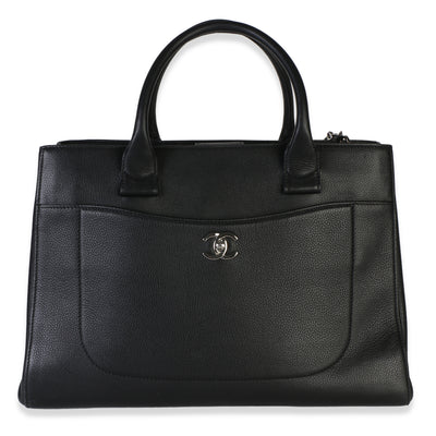 Chanel Black Grained Calfskin Small Neo Executive Shopper Tote Handbag fv