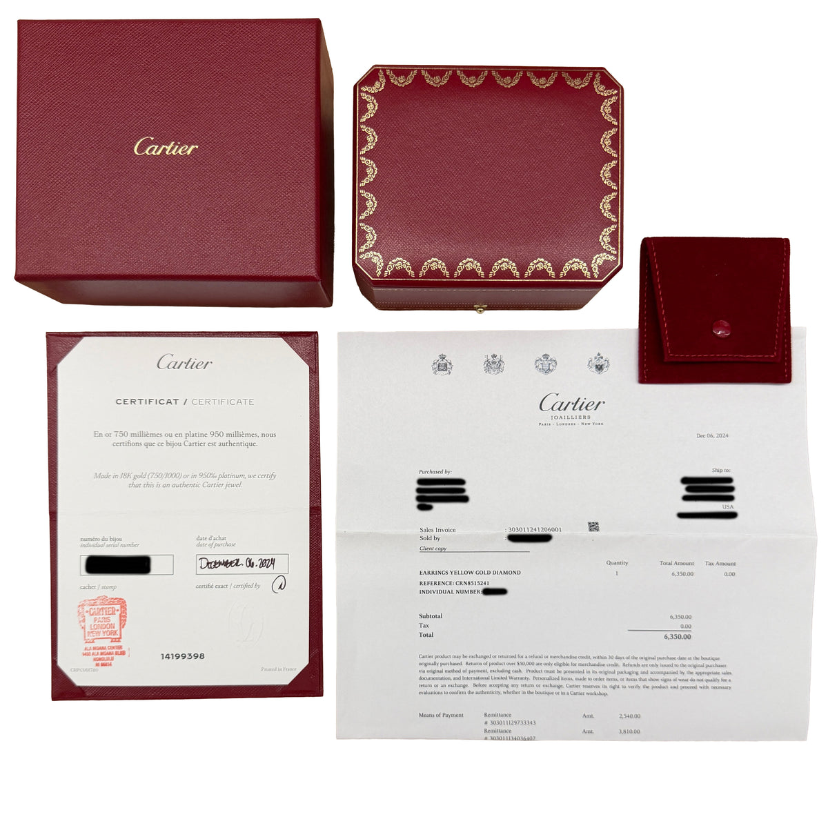 Cartier Yellow Gold Diamond Love Multiwear Earrings box