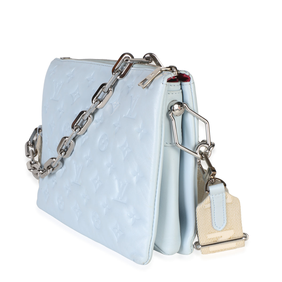 Louis Vuitton Light Blue Monogram Embossed Lambskin Coussin PM Handbag 2