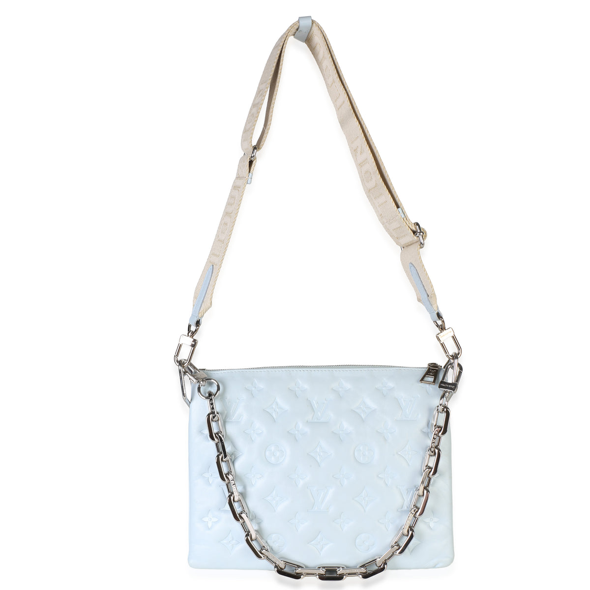 Louis Vuitton Light Blue Monogram Embossed Lambskin Coussin PM Handbag 8