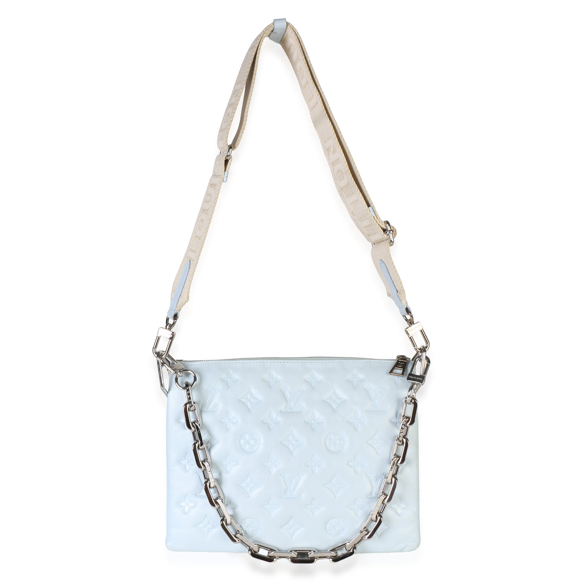 Louis Vuitton Light Blue Monogram Embossed Lambskin Coussin PM Handbag 8