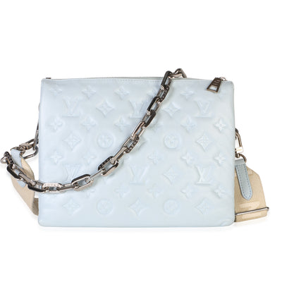 Louis Vuitton Light Blue Monogram Embossed Lambskin Coussin PM Handbag fv