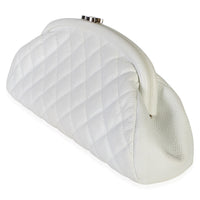 Chanel White Quilted Caviar Timeless Clutch Handbag 3