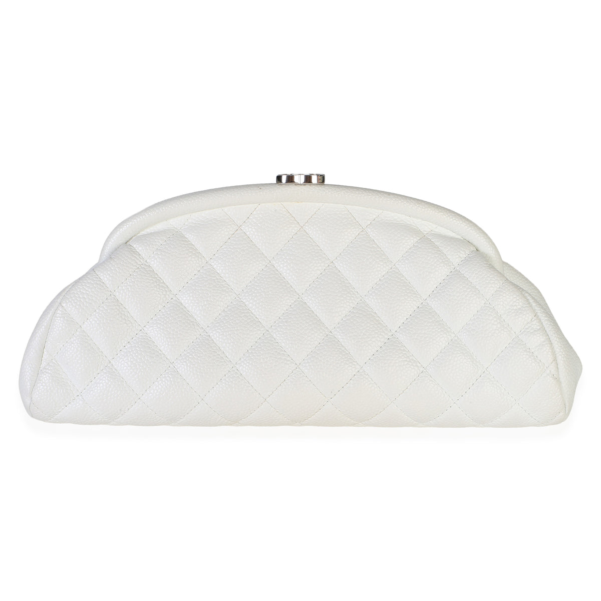Chanel White Quilted Caviar Timeless Clutch Handbag 4
