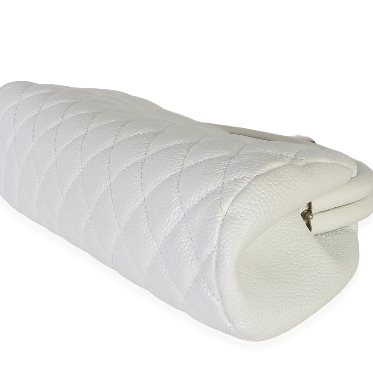Chanel White Quilted Caviar Timeless Clutch Handbag 6