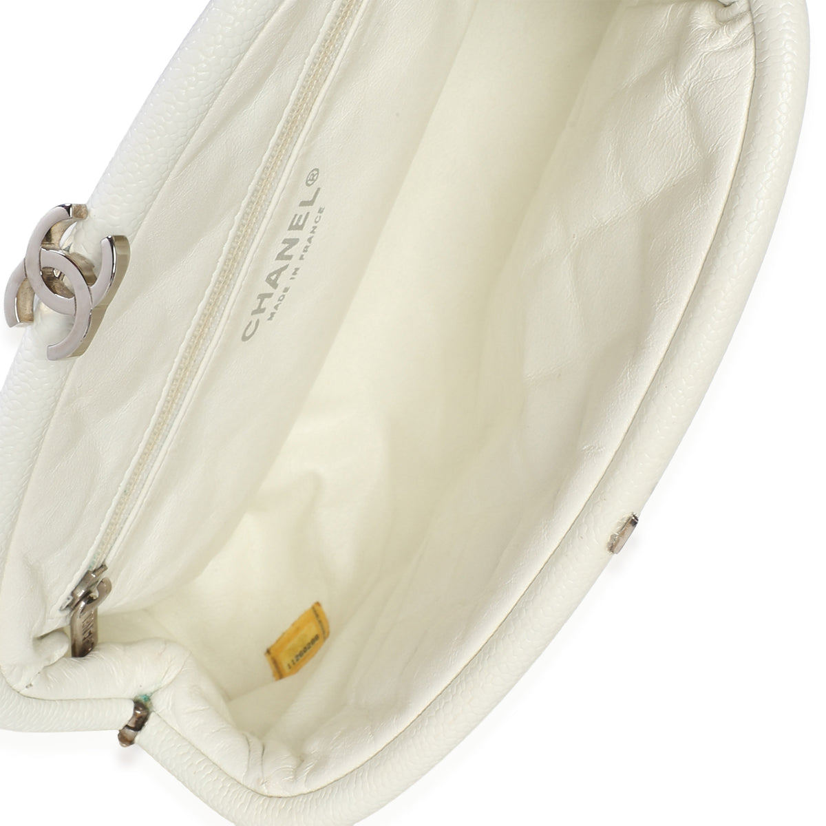 Chanel White Quilted Caviar Timeless Clutch Handbag 9