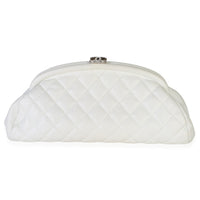 Chanel White Quilted Caviar Timeless Clutch Handbag fv