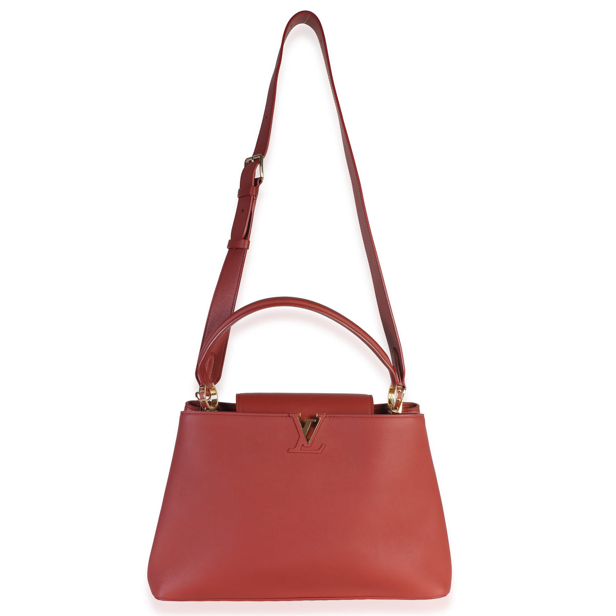 Louis Vuitton Rust Smooth Grained Calfskin Capucines GM Souple Handbag 8