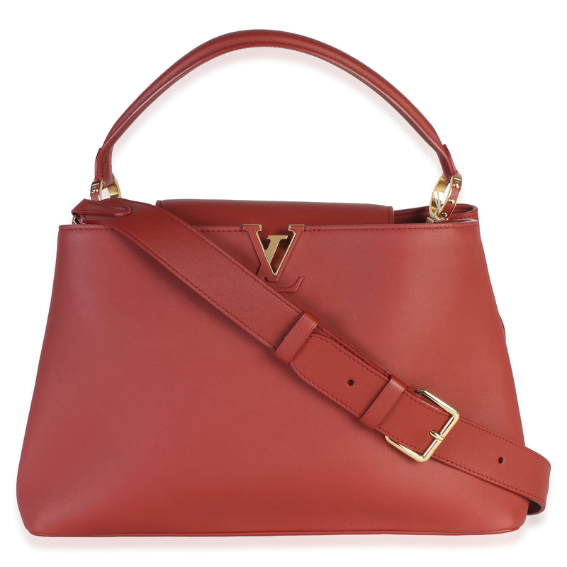 Louis Vuitton Rust Smooth Grained Calfskin Capucines GM Souple Handbag fv