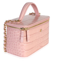 Chanel 26B Light Pink Crocodile Embossed Calfskin Vanity With Chain Handbag 3