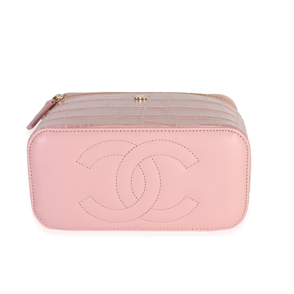Chanel 26B Light Pink Crocodile Embossed Calfskin Vanity With Chain Handbag 5