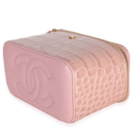Chanel 26B Light Pink Crocodile Embossed Calfskin Vanity With Chain Handbag 6