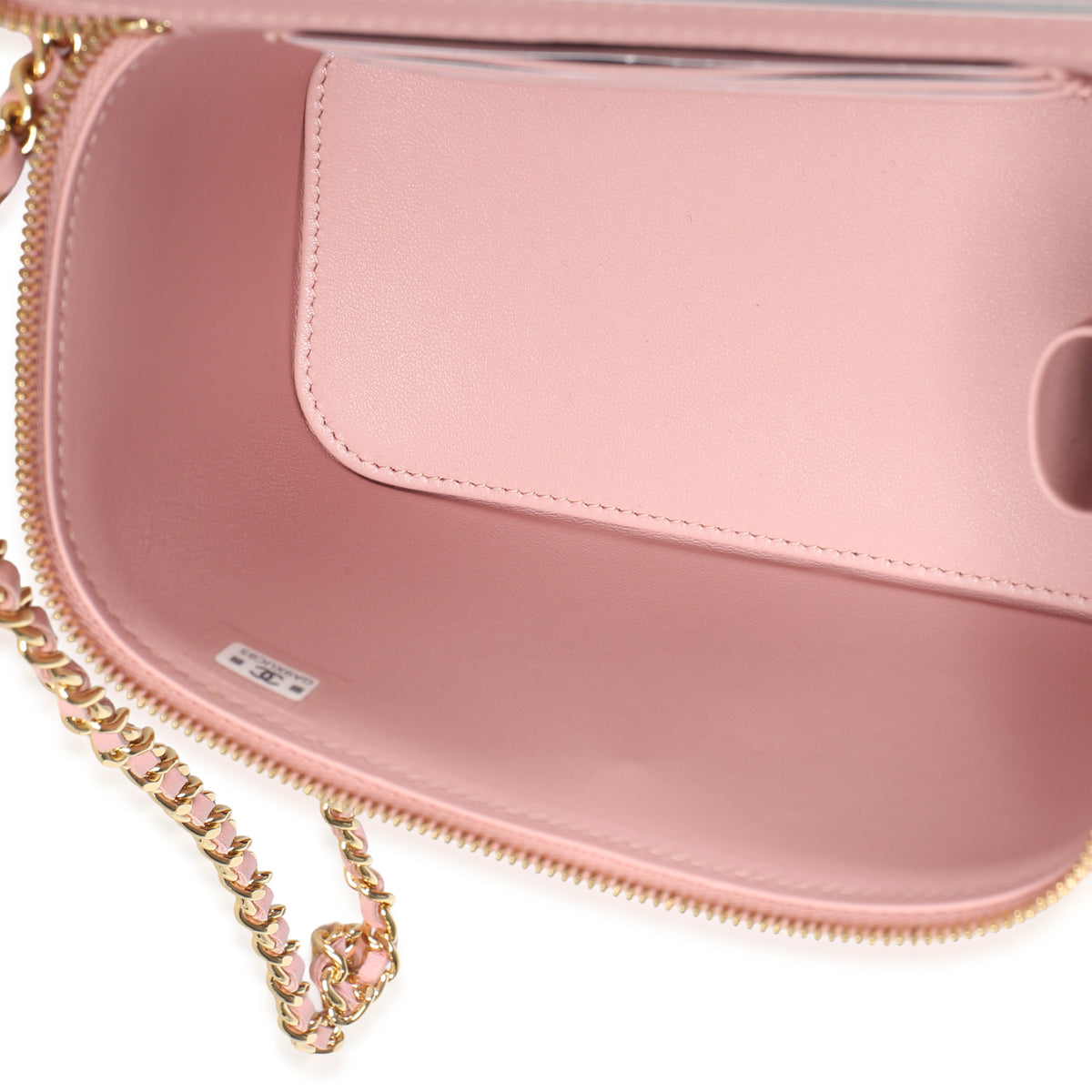 Chanel 26B Light Pink Crocodile Embossed Calfskin Vanity With Chain Handbag 8