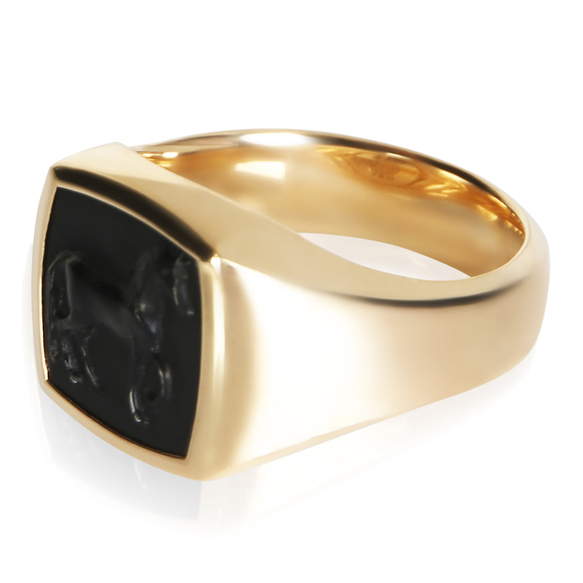 David Yurman Yellow Gold Onyx Petrvs Horse Ring 2