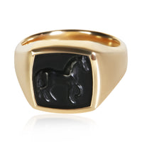 David Yurman Yellow Gold Onyx Petrvs Horse Ring fv