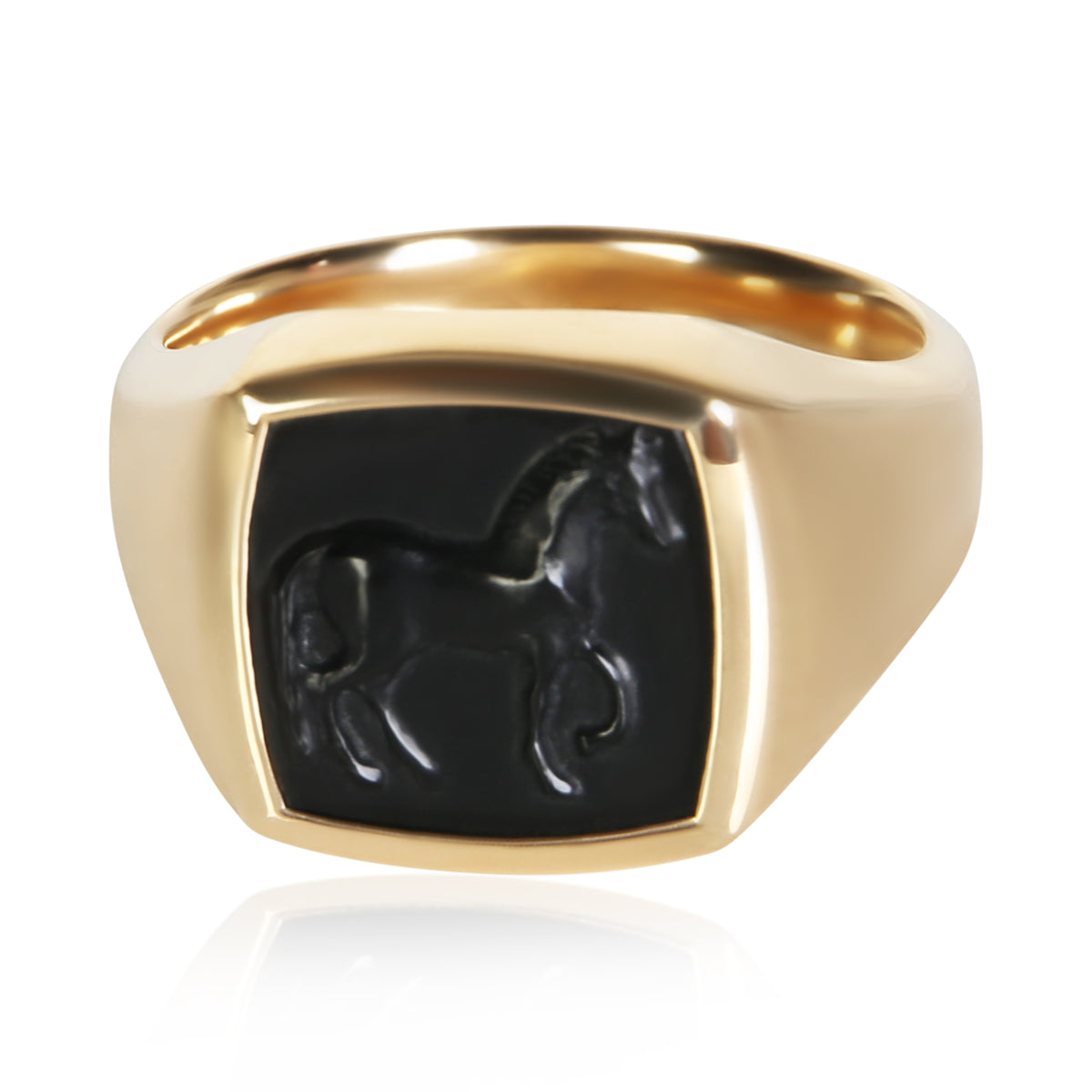 David Yurman Yellow Gold Onyx Petrvs Horse Ring fv