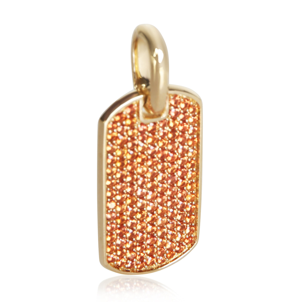 David Yurman Yellow Gold Sapphire 27mm Chevron Tag Pendant fv