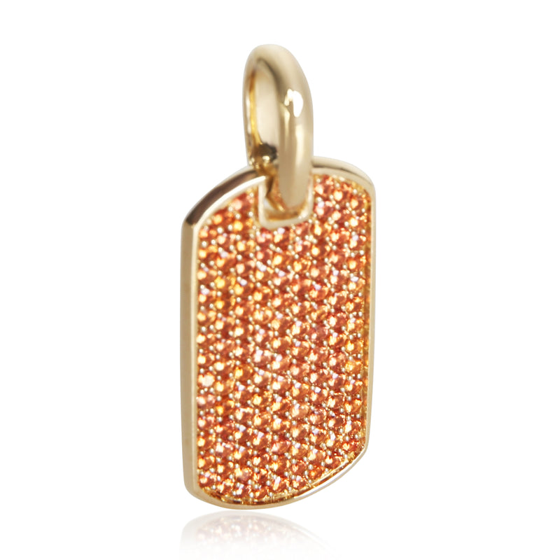 David Yurman Yellow Gold Sapphire 27mm Chevron Tag Pendant fv