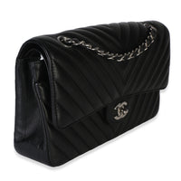 Chanel Black Chevron Lambskin Medium Classic Double Flap Bag Handbag 3