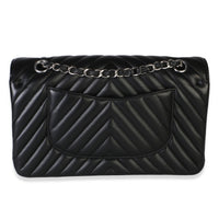 Chanel Black Chevron Lambskin Medium Classic Double Flap Bag Handbag 4