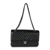Chanel Black Chevron Lambskin Medium Classic Double Flap Bag Handbag 8