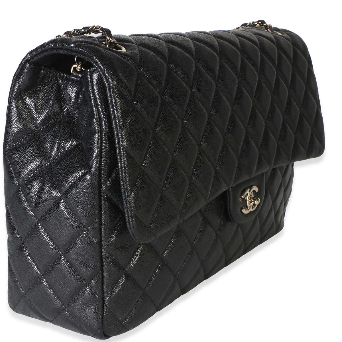 Chanel 24C Black Quilted Caviar Maxi XXL Travel Flap Bag Handbag 3
