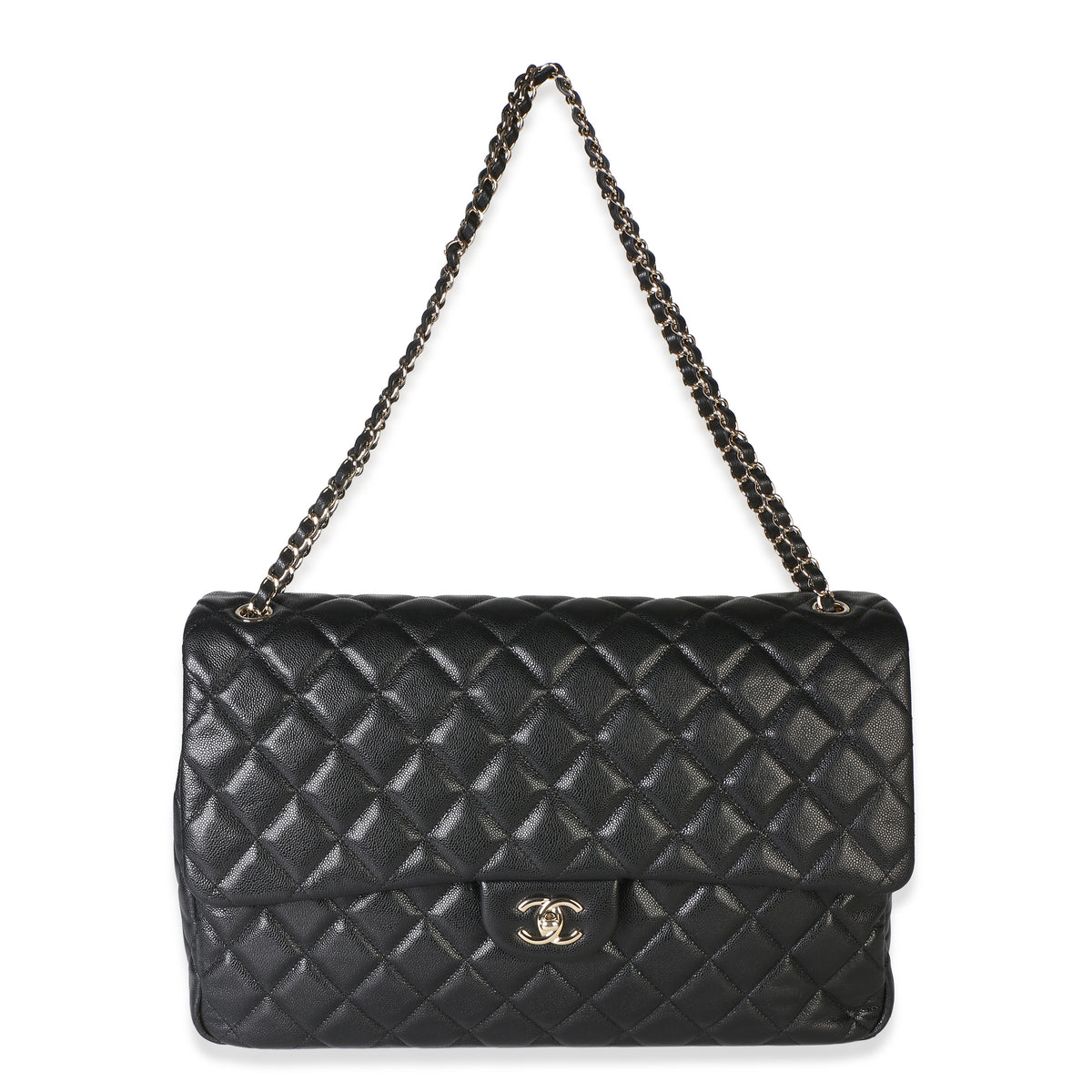 Chanel 24C Black Quilted Caviar Maxi XXL Travel Flap Bag Handbag 8