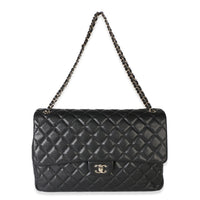 Chanel 24C Black Quilted Caviar Maxi XXL Travel Flap Bag Handbag 8