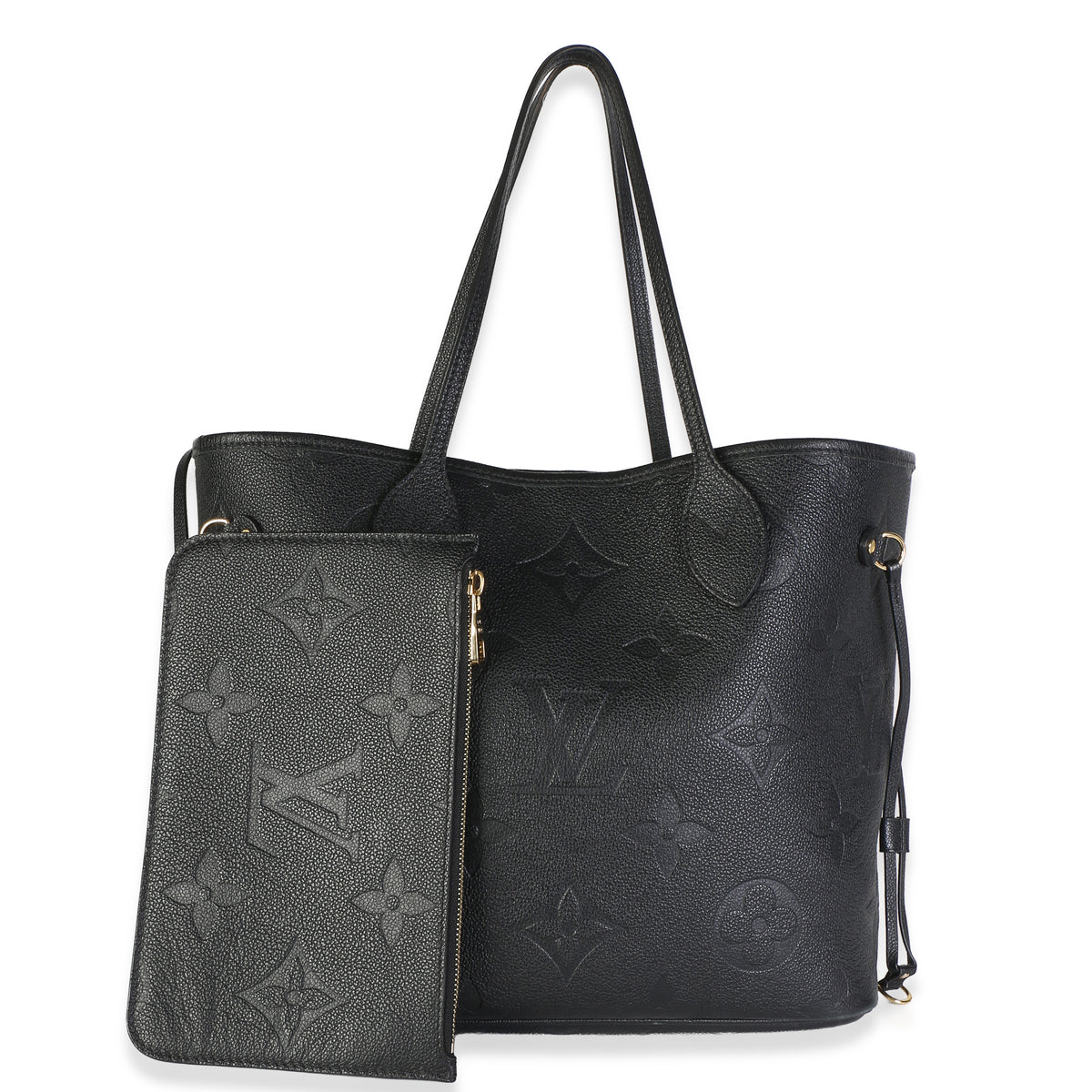 Louis Vuitton Black Giant Monogram Empreinte Neverfull MM Handbag fv