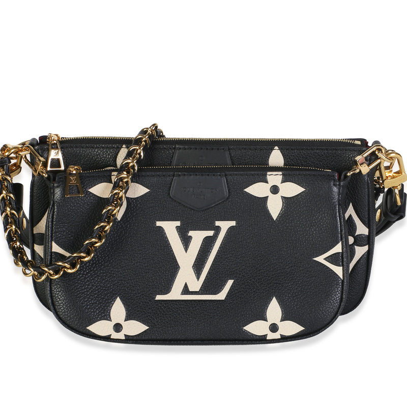Louis Vuitton Black Beige Giant Monogram Empreinte Multi Pochette Accessoires Handbag fv