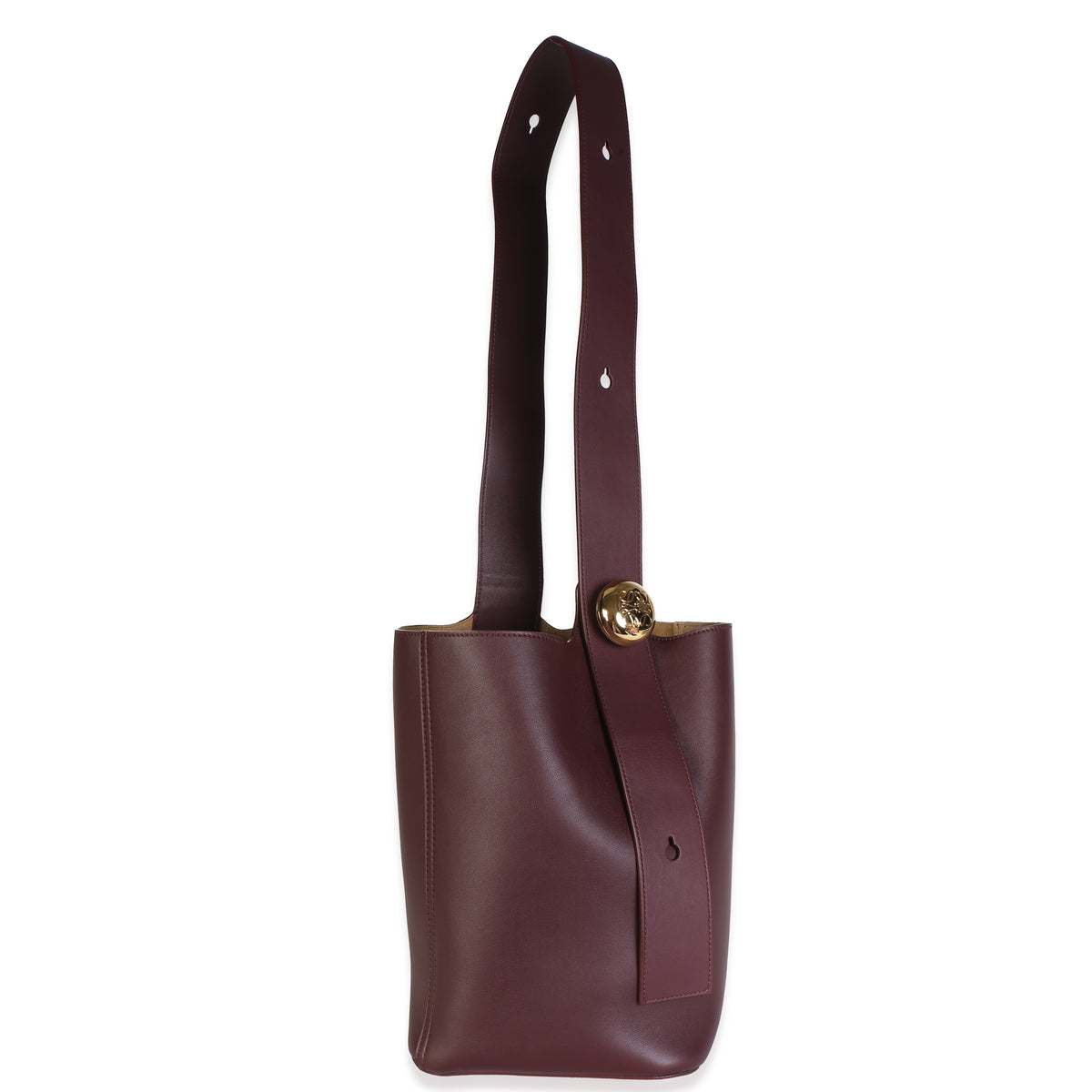 Loewe Dark Burgundy Calfskin Medium Pebble Bucket Bag Handbag 9