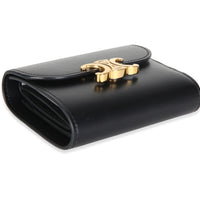 Celine Black Calfskin Small Compact Triomphe Flap Wallet Wallet 7