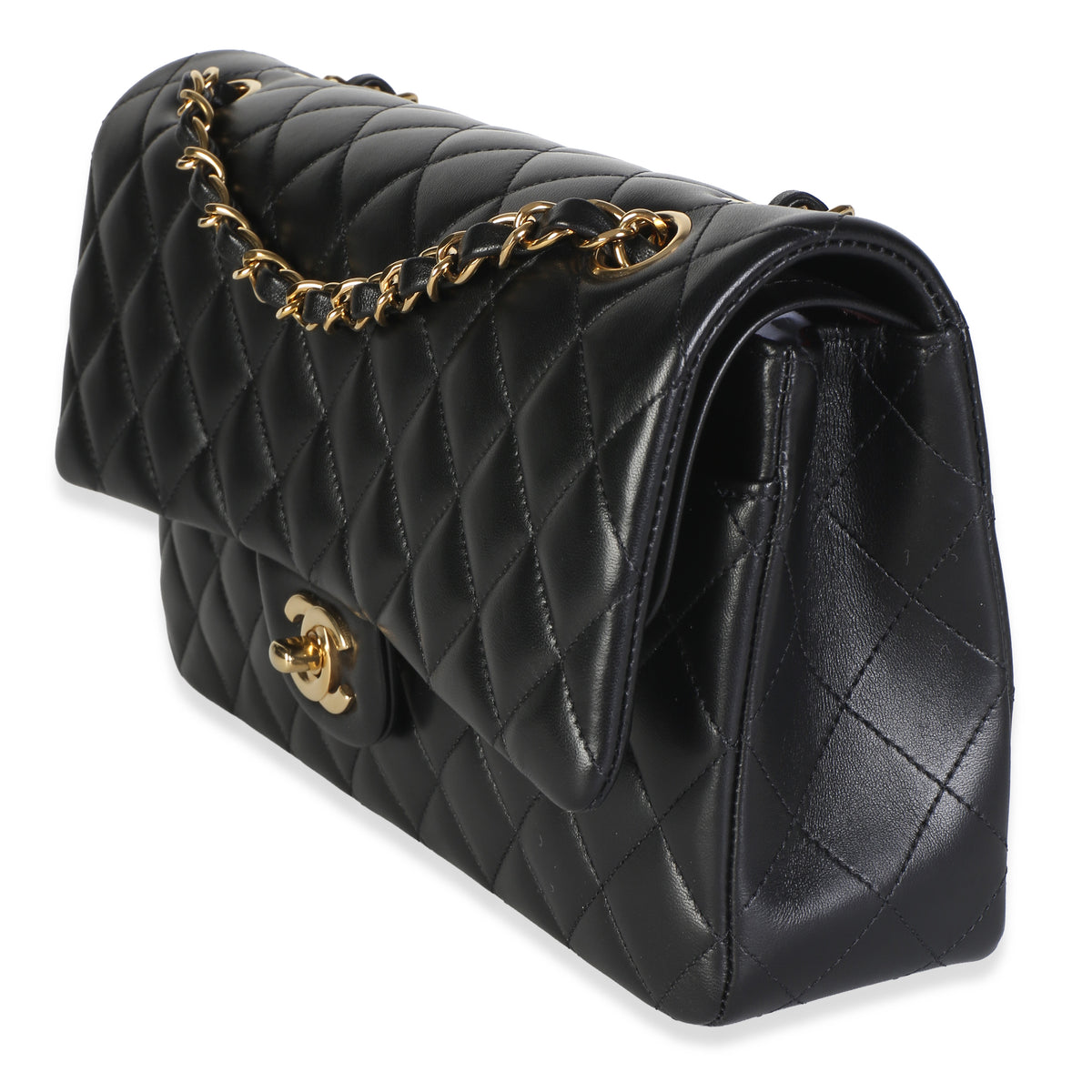 Chanel Black Quilted Lambskin Medium Classic Double Flap Bag Handbag 2