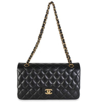 Chanel Black Quilted Lambskin Medium Classic Double Flap Bag Handbag 8