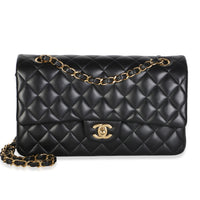 Chanel Black Quilted Lambskin Medium Classic Double Flap Bag Handbag fv