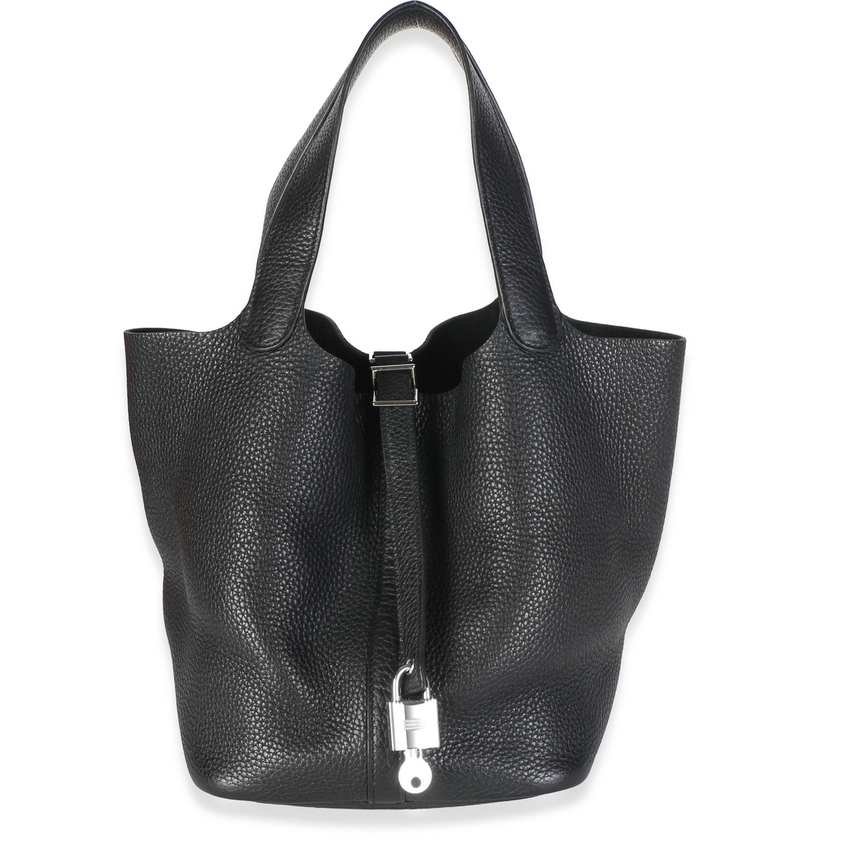 Hermès Black Clemence Picotin Lock 22 PHW Handbag id
