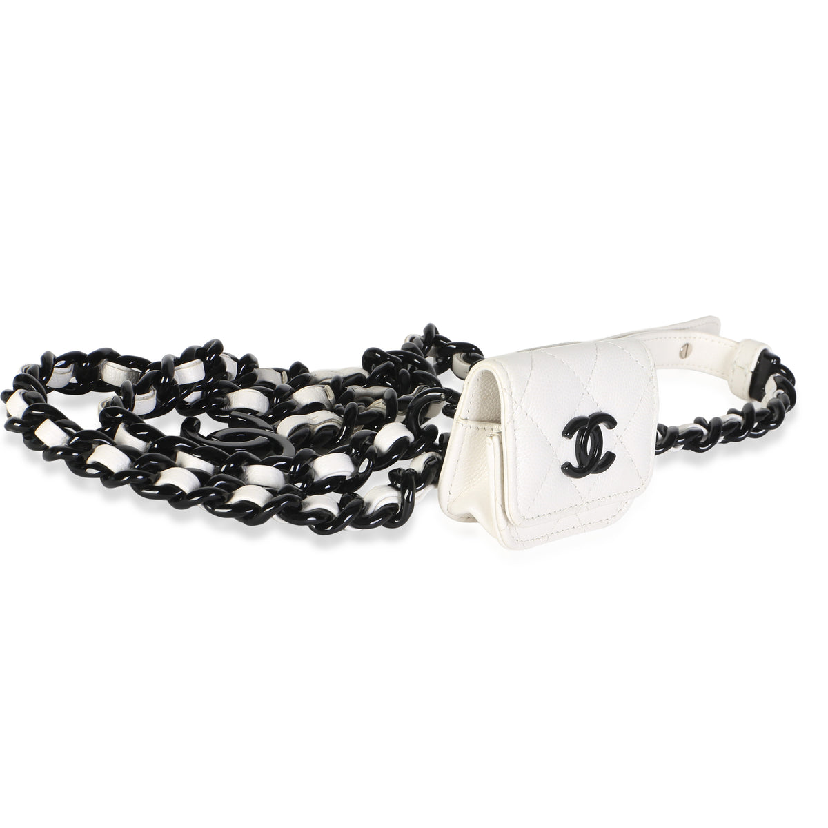 Chanel White Quilted Caviar My Everything Airpods Pro Holder Belt Bag Handbag 3