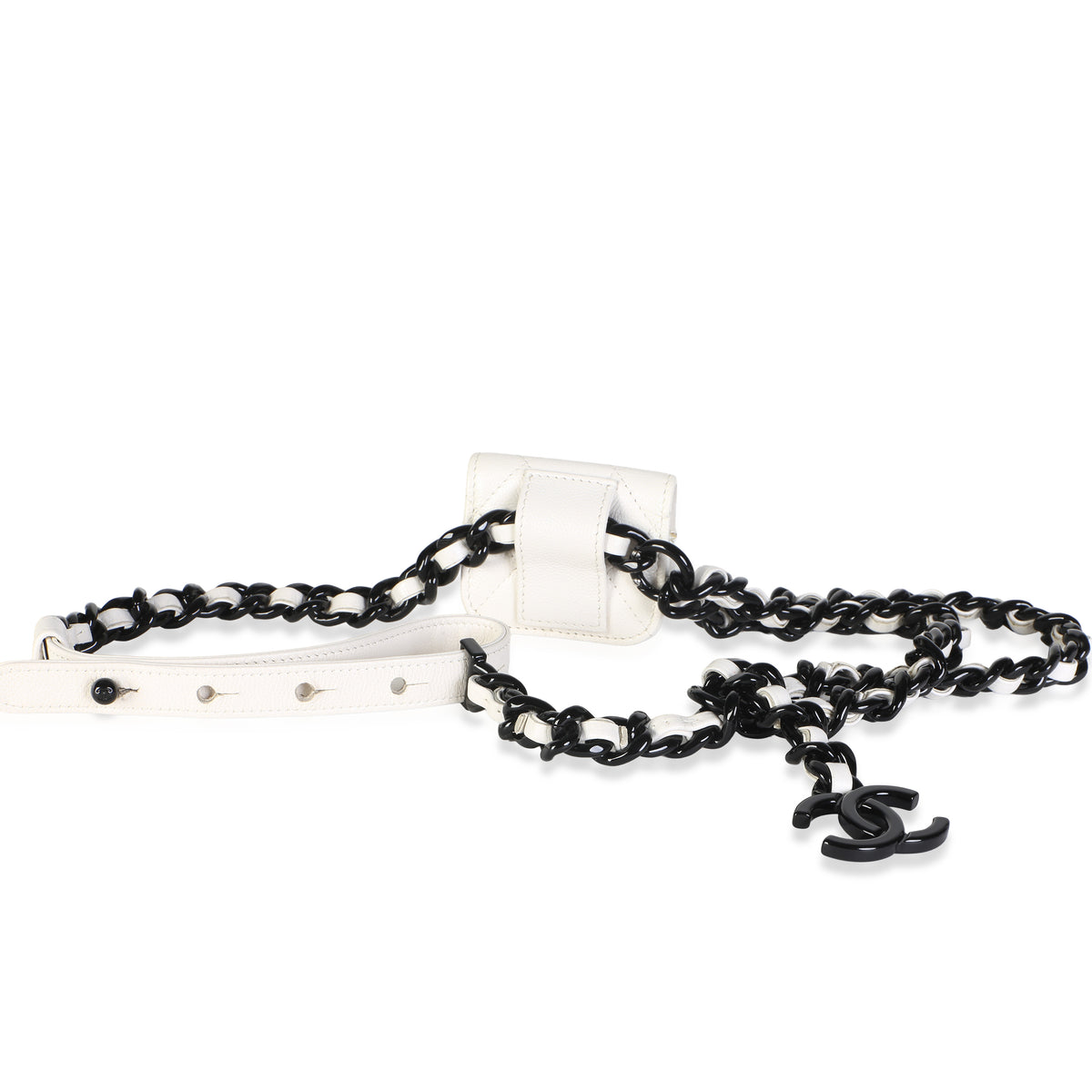 Chanel White Quilted Caviar My Everything Airpods Pro Holder Belt Bag Handbag 4