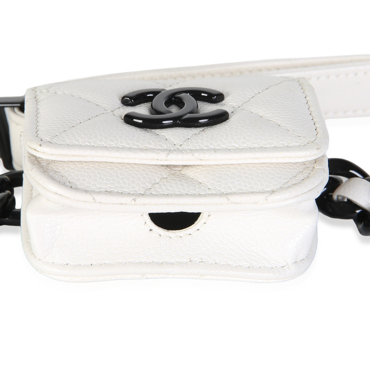Chanel White Quilted Caviar My Everything Airpods Pro Holder Belt Bag Handbag 5
